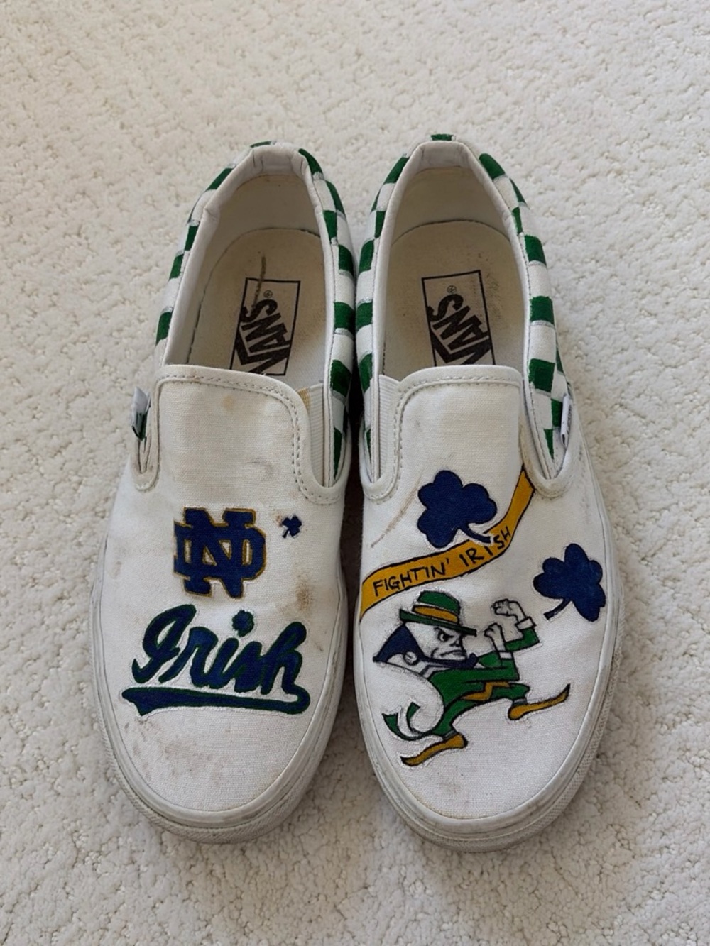 Vans Customized Hand Painted Notre Dame Slip-On Shoes